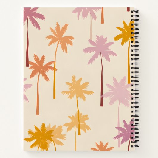 Personalized Pastel Tropical Sunset Palm Tree Notitieboek (Achterkant)