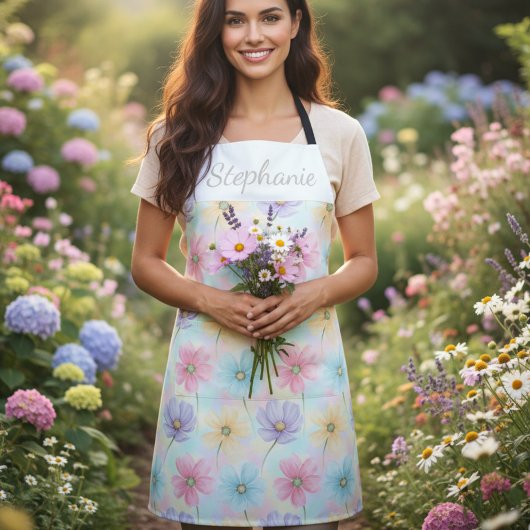 Personalized Pastel Watercolor Bloom  Schort