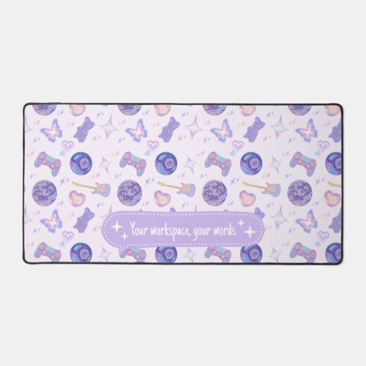 Personalized pastel y2k lavender aesthetic pattern bureaumat (Voorkant)