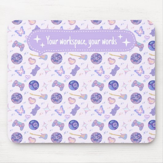 Personalized pastel y2k lavender aesthetic pattern muismat (Voorkant)