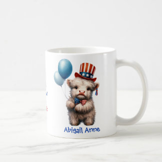 Personalized Patriotic Baby Highland Cow Coffee Koffiemok