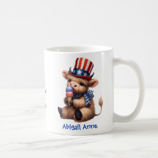 Personalized Patriotic Baby Highland Cow Coffee Koffiemok