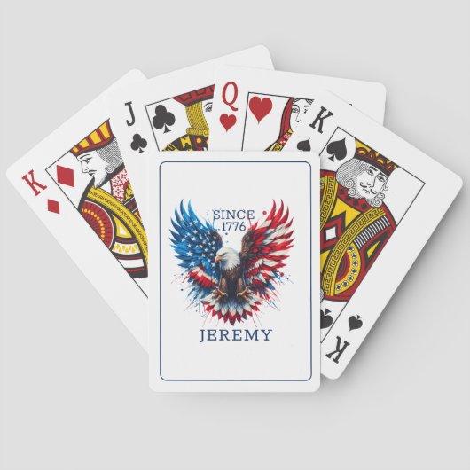 Personalized Patriotic Colors America Bold Eagle Pokerkaarten (Achterkant)