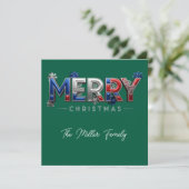 Personalized Patriotic Family Christmas Feestdagenkaart (Staand voorkant)