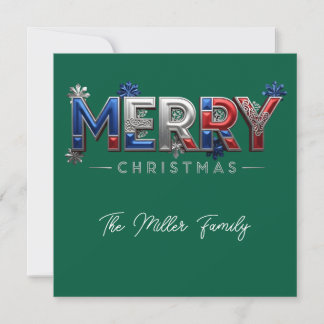 Personalized Patriotic Family Christmas Feestdagenkaart