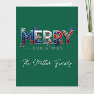 Personalized Patriotic Family Christmas Kaart