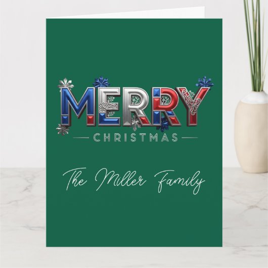Personalized Patriotic Family Christmas Kaart (Voorkant)