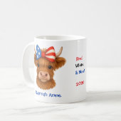 Personalized Patriotic Highland Cow Koffiemok (Voorkant links)