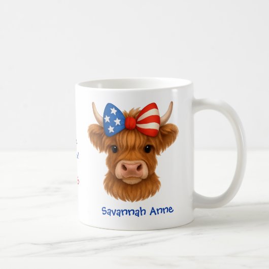 Personalized Patriotic Highland Cow Koffiemok (Rechts)
