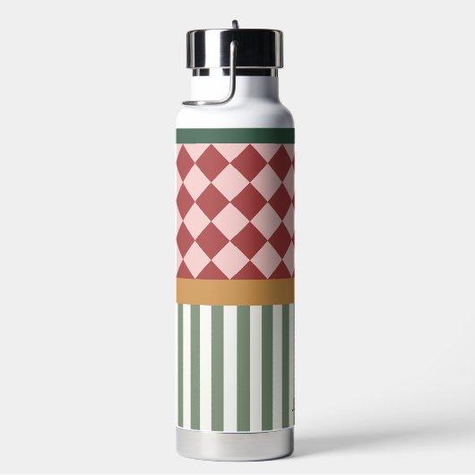 Personalized Pattern Water Bottle with Name Waterfles (Rechts)