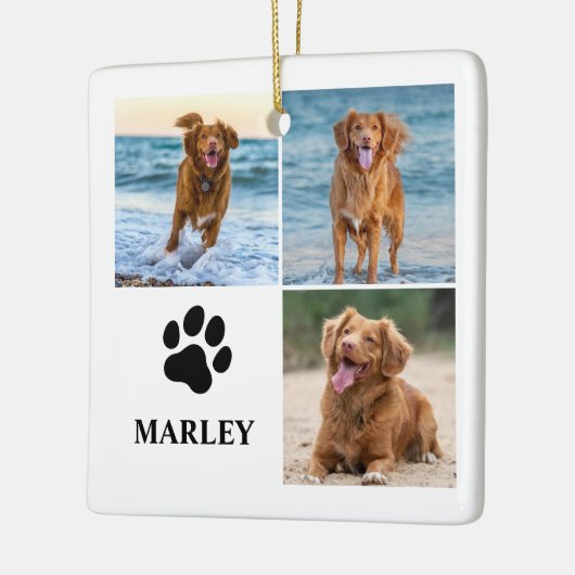 Personalized Paw Dog Lover Photo Collage Pet Keramisch Ornament (Links)