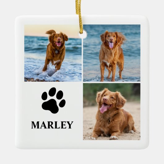Personalized Paw Dog Lover Photo Collage Pet Keramisch Ornament (Voorkant)