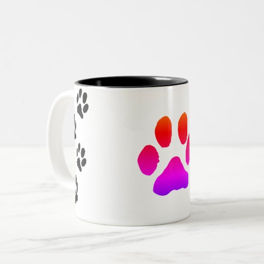 personalized paw mug tweekleurige koffiemok (Voorkant links)