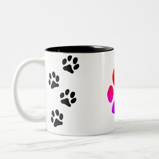 personalized paw mug tweekleurige koffiemok (Links)