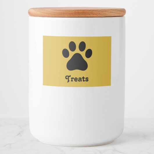 Personalized Paw Print Treats Container Label Voedselcontainer Etiket (Voorkant)