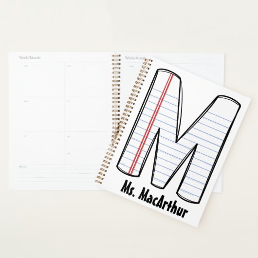 Personalized PE Teacher Planner with Initial (Display)