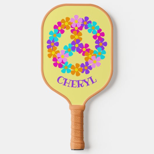 Personalized Peace Daisy Pickleball Paddle (Voorkant)