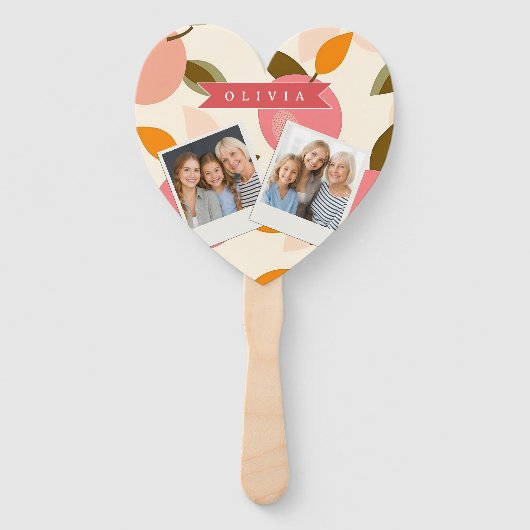 Personalized Peach Pattern Cute Retro Summer Handwaaier (Voorkant)