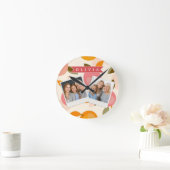 Personalized Peach Pattern Cute Retro Summer Ronde Klok (Huis)