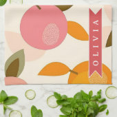Personalized Peach Pattern Cute Retro Summer Theedoek (Gevouwen)