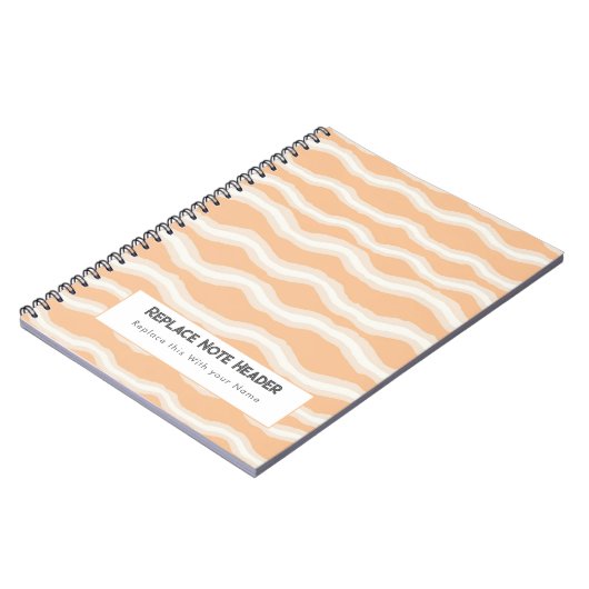 Personalized Peach Wave Patterned  Notitieboek (Linkerzijde)