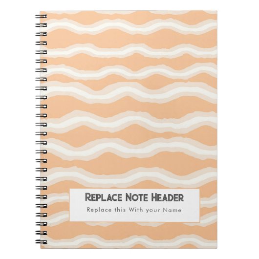 Personalized Peach Wave Patterned  Notitieboek (Voorkant)