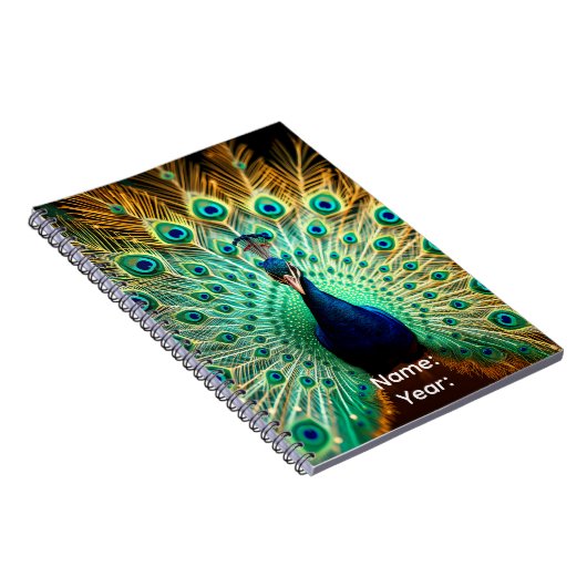 Personalized Peacock Frequencies Planner  Notitieboek (Rechterzijde)