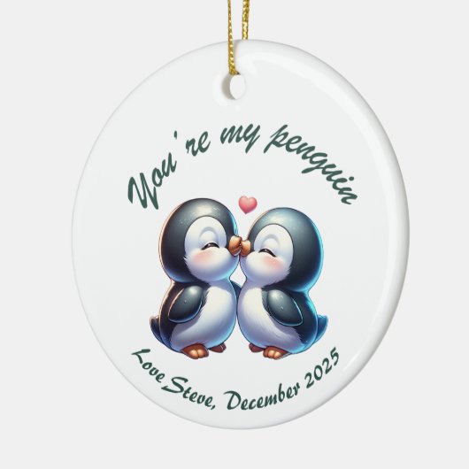 Personalized Penguin Couple Christmas Ornament (Links)