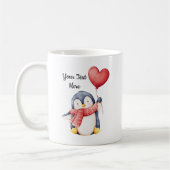 Personalized Penguin Mug With Heart Balloon Koffiemok (Links)