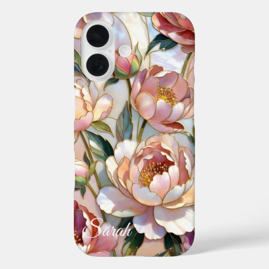 Personalized Peony Floral Phone Case Pink (Achterkant)