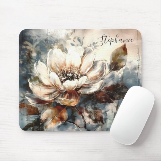 Personalized Peony Watercolor Bloom Art Muismat (Met muis)