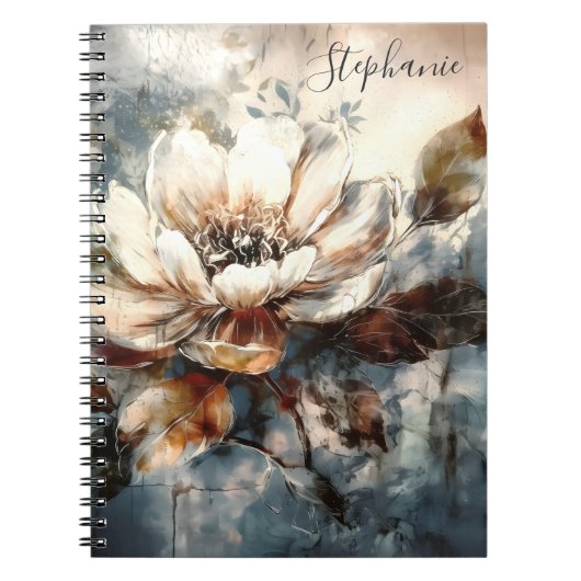 Personalized Peony Watercolor Bloom Art Notitieboek (Voorkant)
