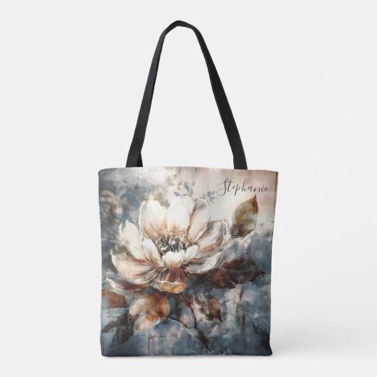 Personalized Peony Watercolor Bloom Art Tote Bag (Achterkant)