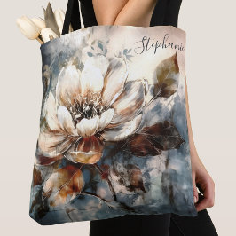 Personalized Peony Watercolor Bloom Art Tote Bag