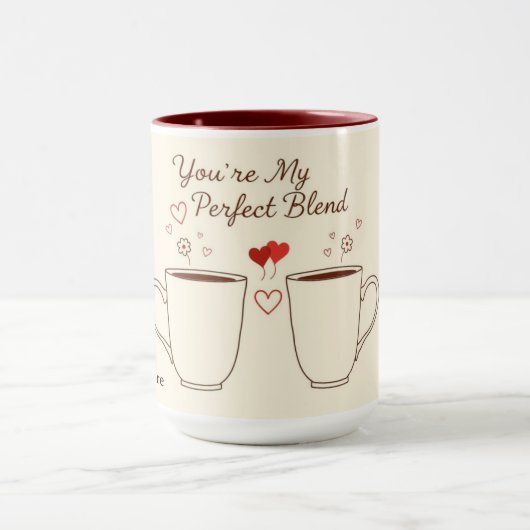 Personalized Perfect Blend Heart Couple Mok (Midden)