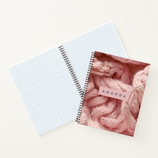 Personalized Personalized Pink Cable Knit  Notitieboek (Binnen)