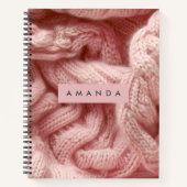 Personalized Personalized Pink Cable Knit  Notitieboek (Voorkant)