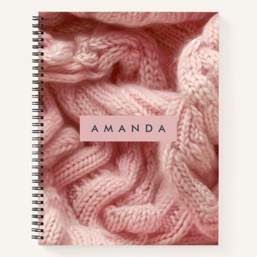 Personalized Personalized Pink Cable Knit  Notitieboek (Voorkant)