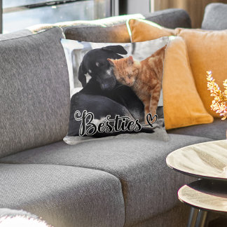 Personalized Pet Besties Throw Pillow Kussen