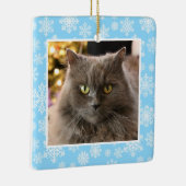 Personalized Pet Cat Dog Blue Snowflake Pattern Keramisch Ornament (Rechts)