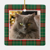 Personalized Pet Cat Dog Christmas Plaid Keramisch Ornament (Achterkant)
