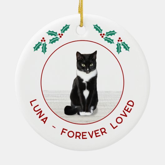 Personalized Pet Cat Memorial Christmas Photo Keramisch Ornament (Achterkant)