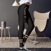 Personalized Pet Cat Mom Name Peach Black Stripes Leggings