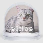 Personalized Pet Cat Name and Photo Custom Sneeuwbol (Voorkant)
