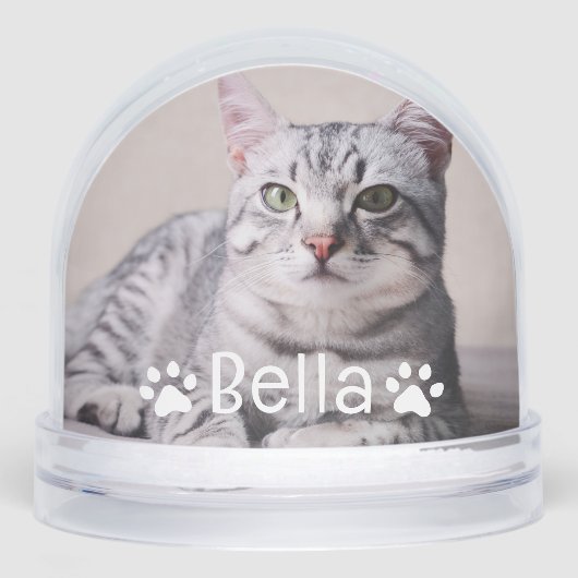 Personalized Pet Cat Name and Photo Custom Sneeuwbol (Voorkant)