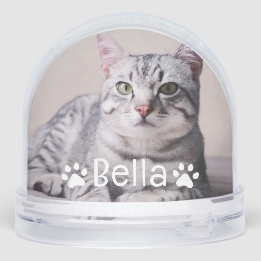 Personalized Pet Cat Name and Photo Custom Sneeuwbol (Achterkant)