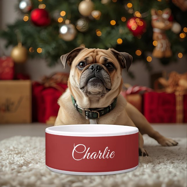 Personalized Pet Christmas Bowl with Wreath & Name Voerbakje (Creator heeft geüpload)