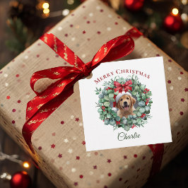 Personalized Pet Christmas with Wreath & Name Bedankjes Labels
