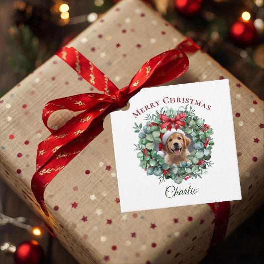 Personalized Pet Christmas with Wreath & Name Bedankjes Labels