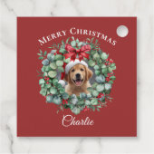 Personalized Pet Christmas with Wreath & Name Bedankjes Labels (Achterkant)